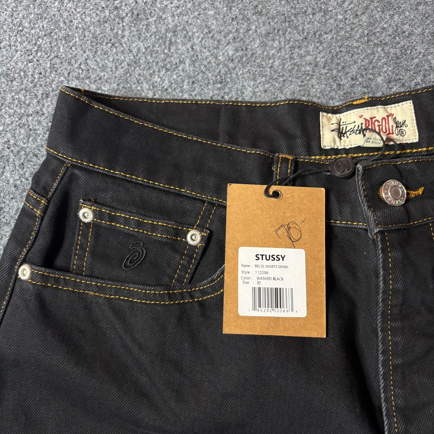 Stussy big ol shorts denim washed black