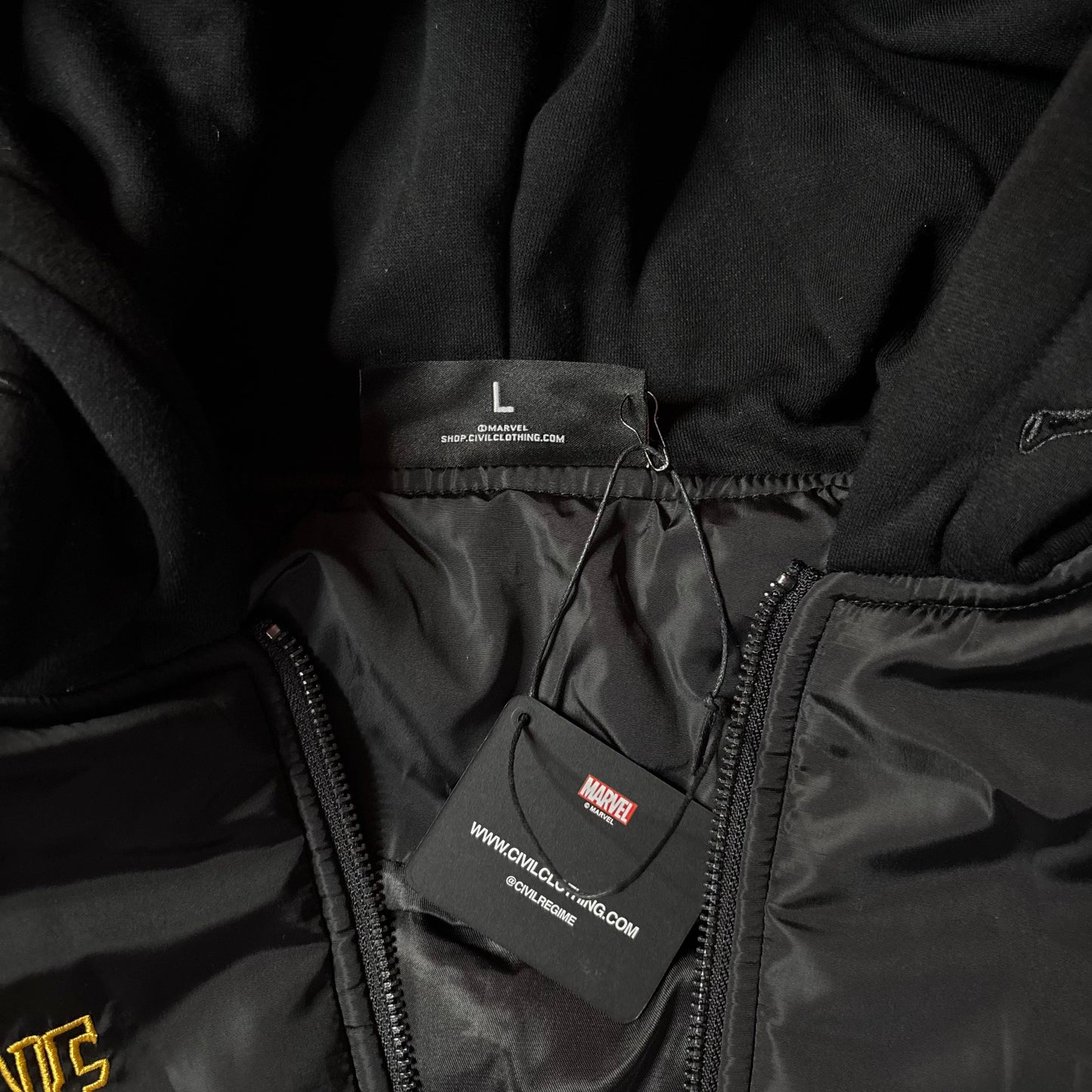 Civil regime Wolverine bomber hooded jacket black