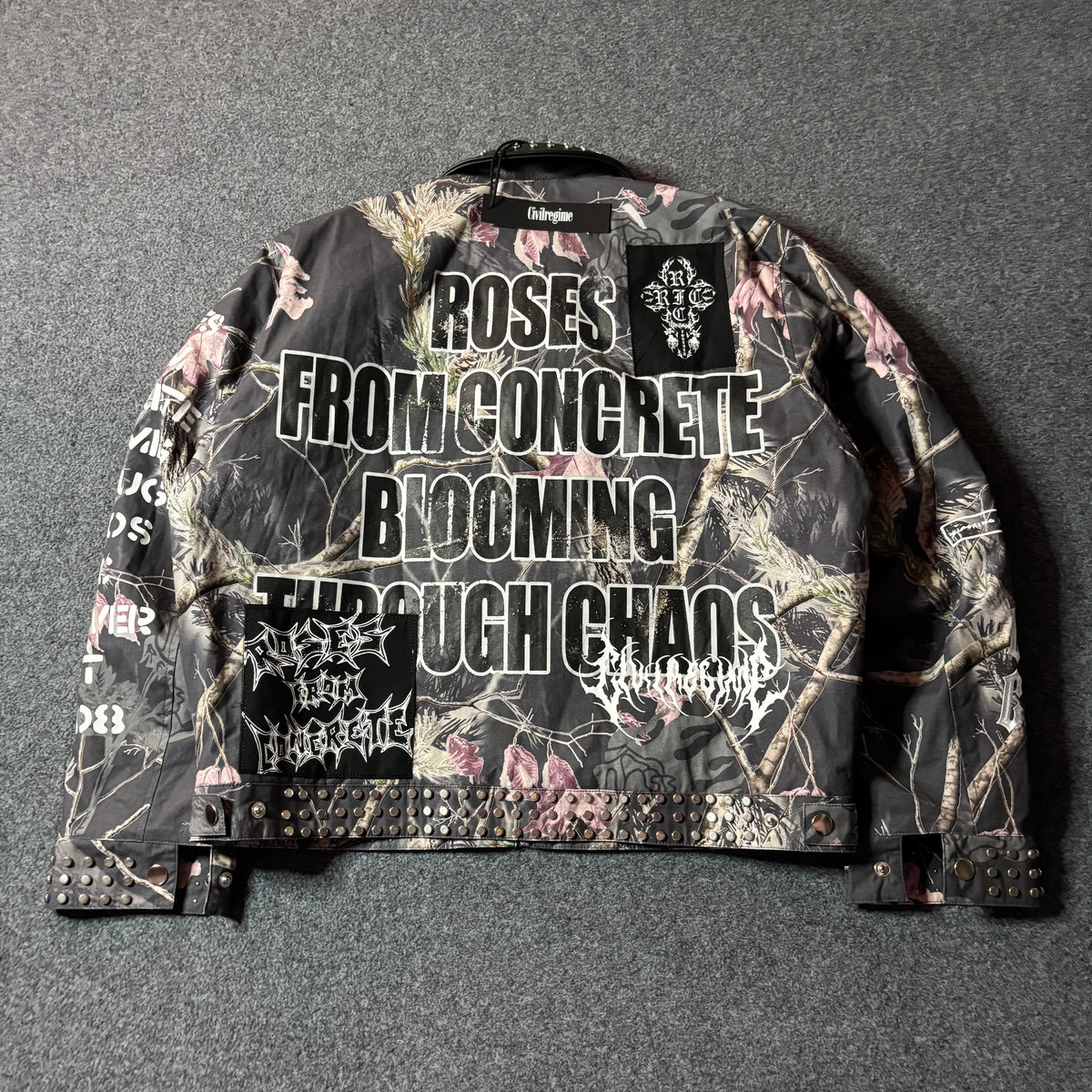 Civil Regime Studded Bankai Camouflage Bomber Jacket