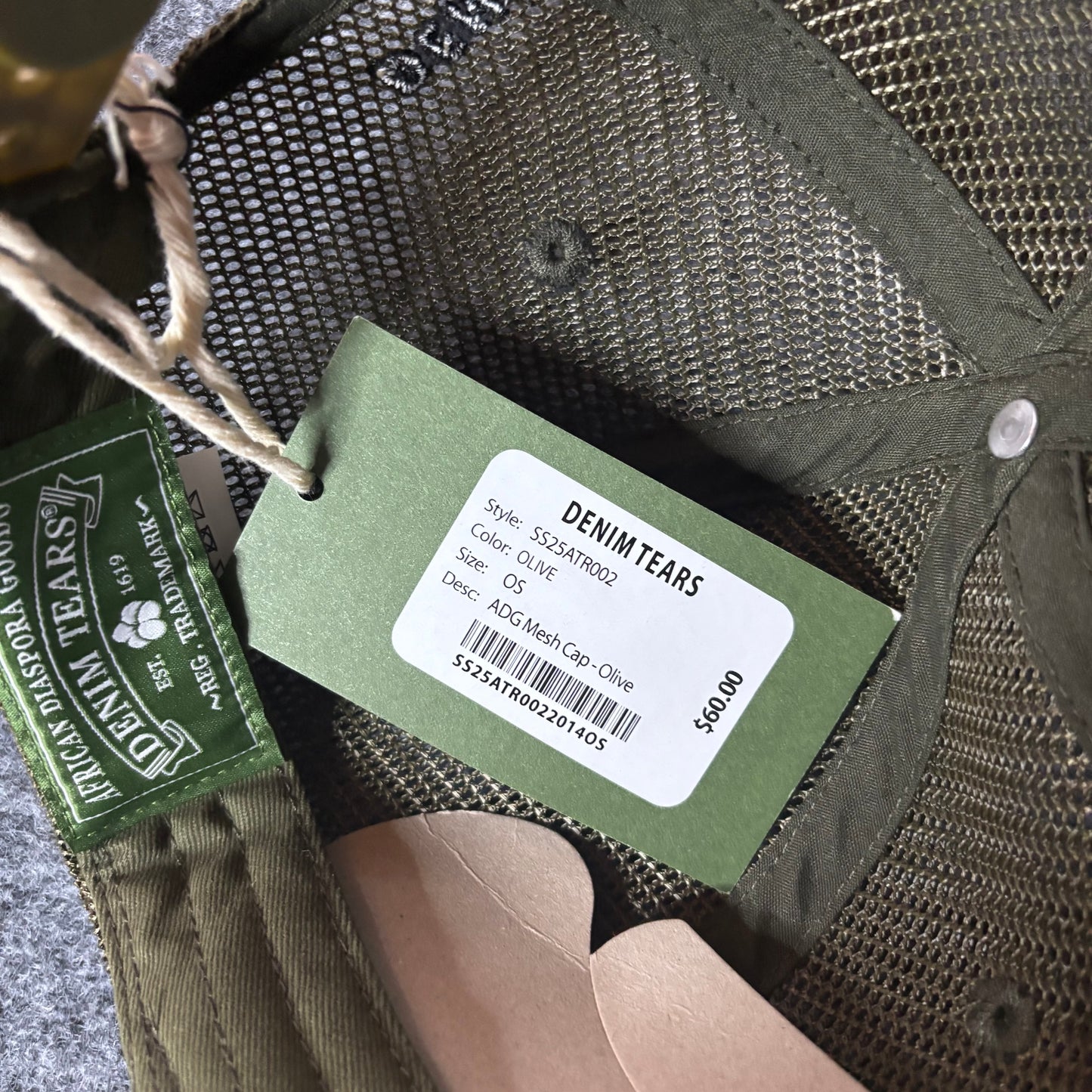 Denim tears ADG mesh cap olive