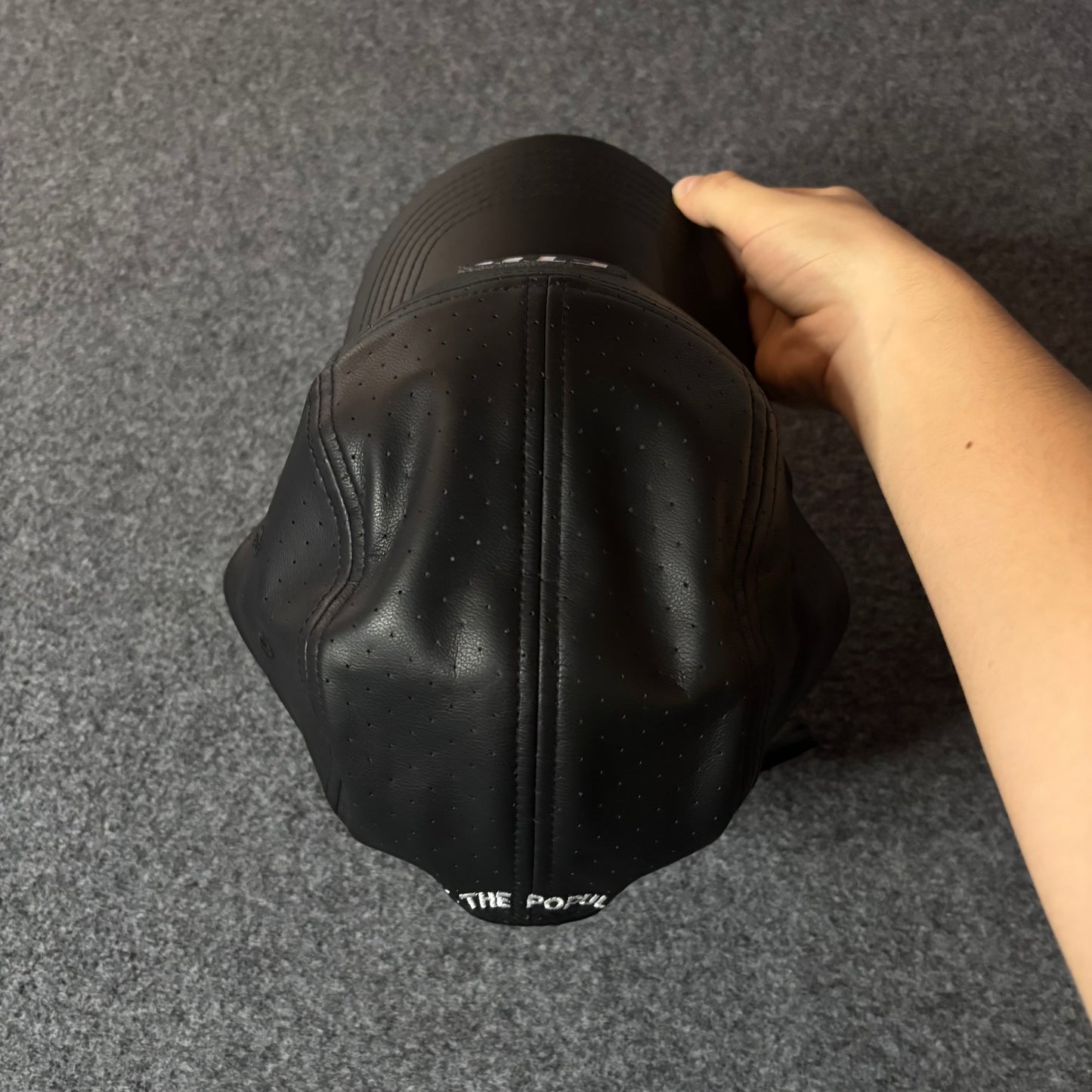 Fuck The Population perforated leather hat