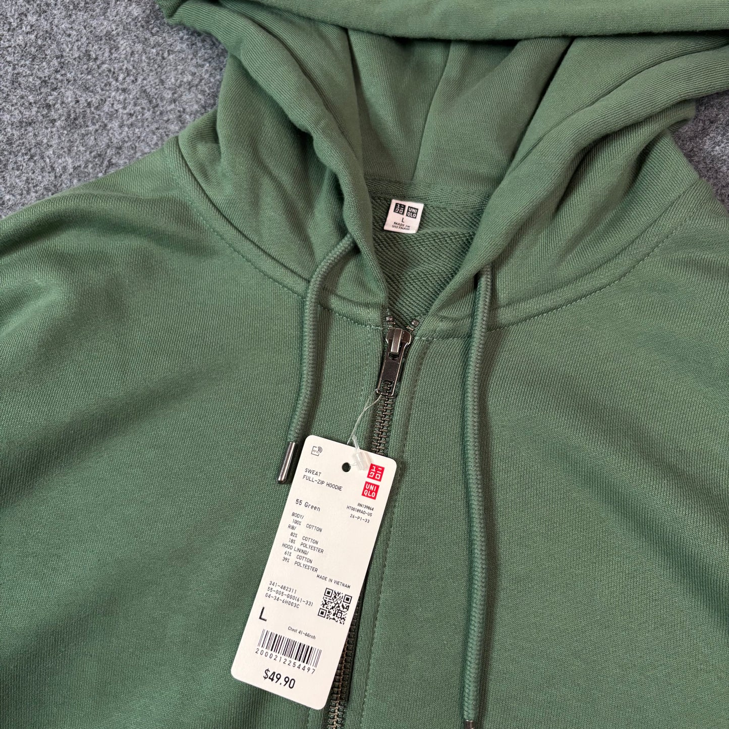 Uniqlo green full zip hoodie
