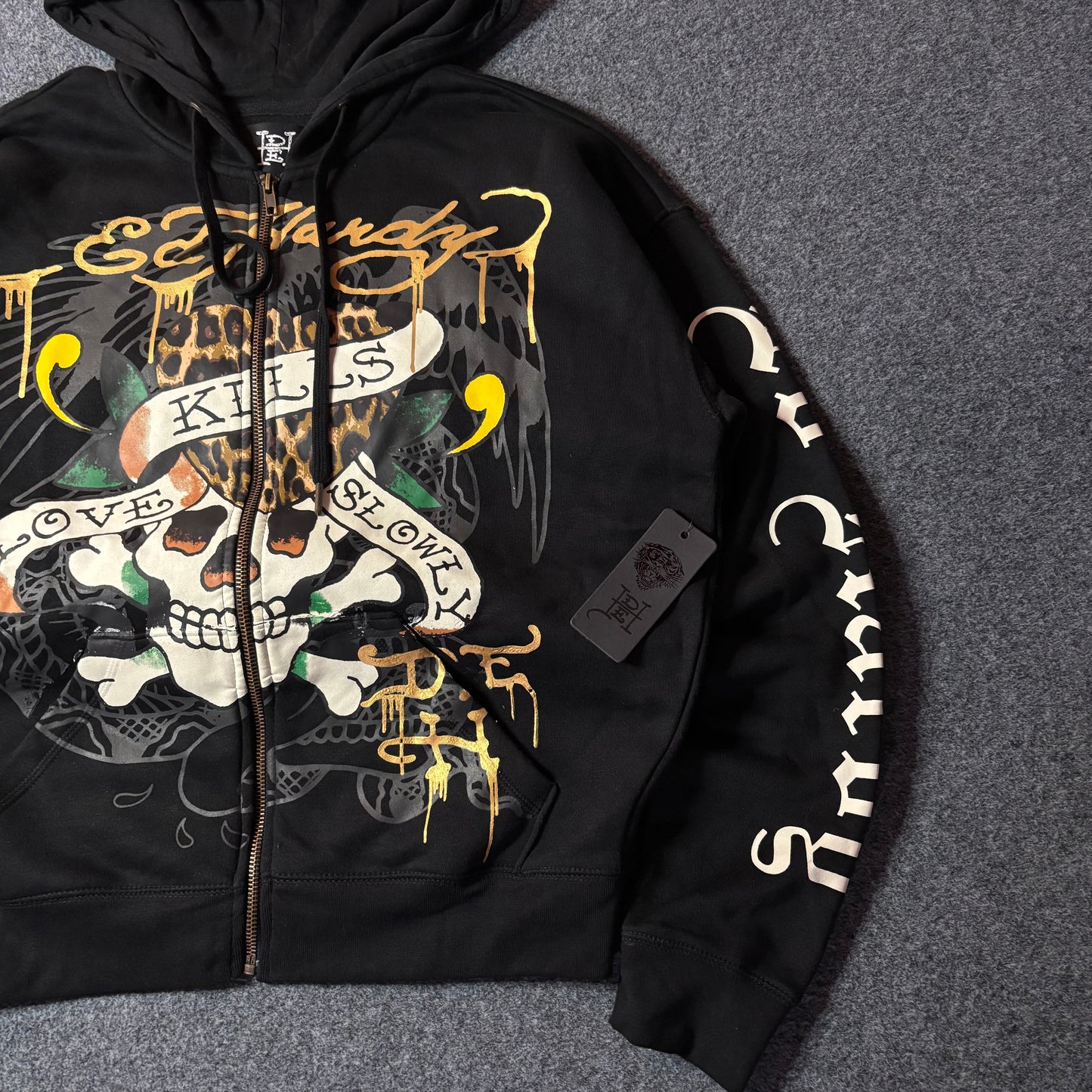 Ed Hardy LKS skull boxy zip hoodie