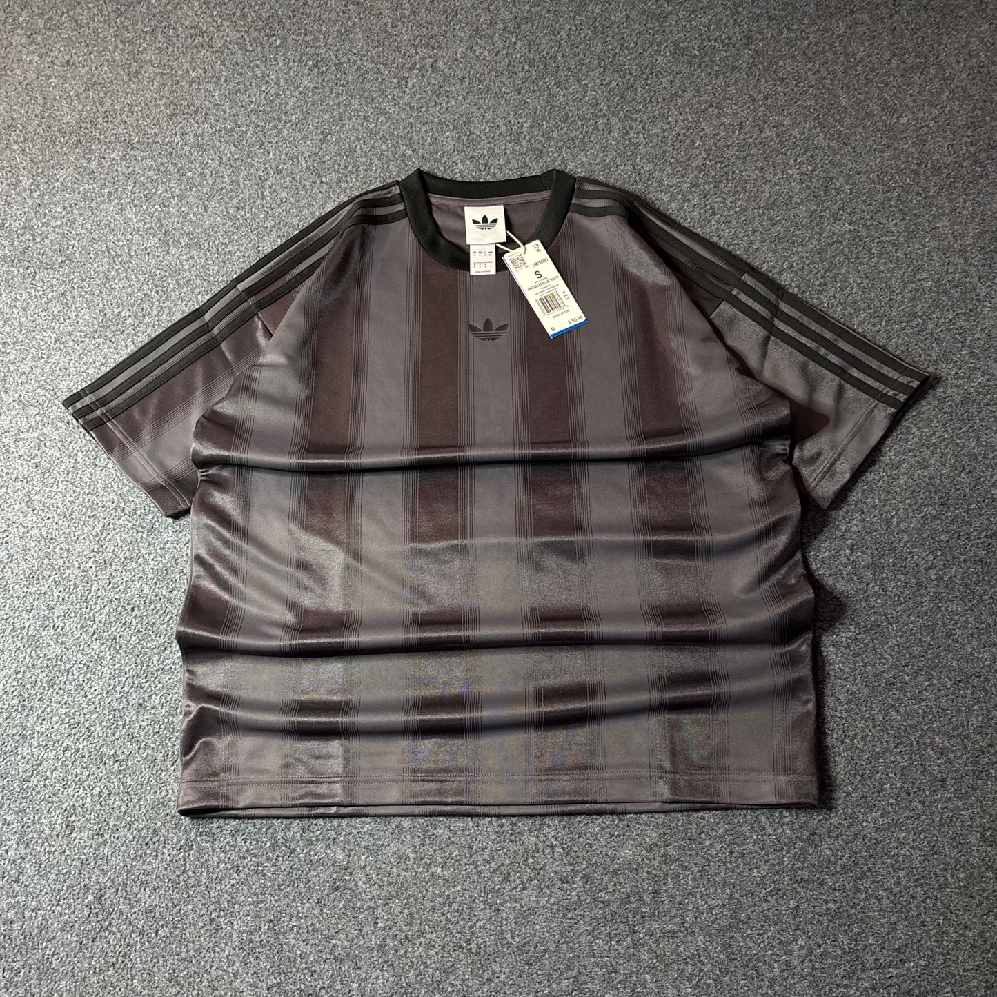 Adidas jacquard jersey grey/black stripes oversized