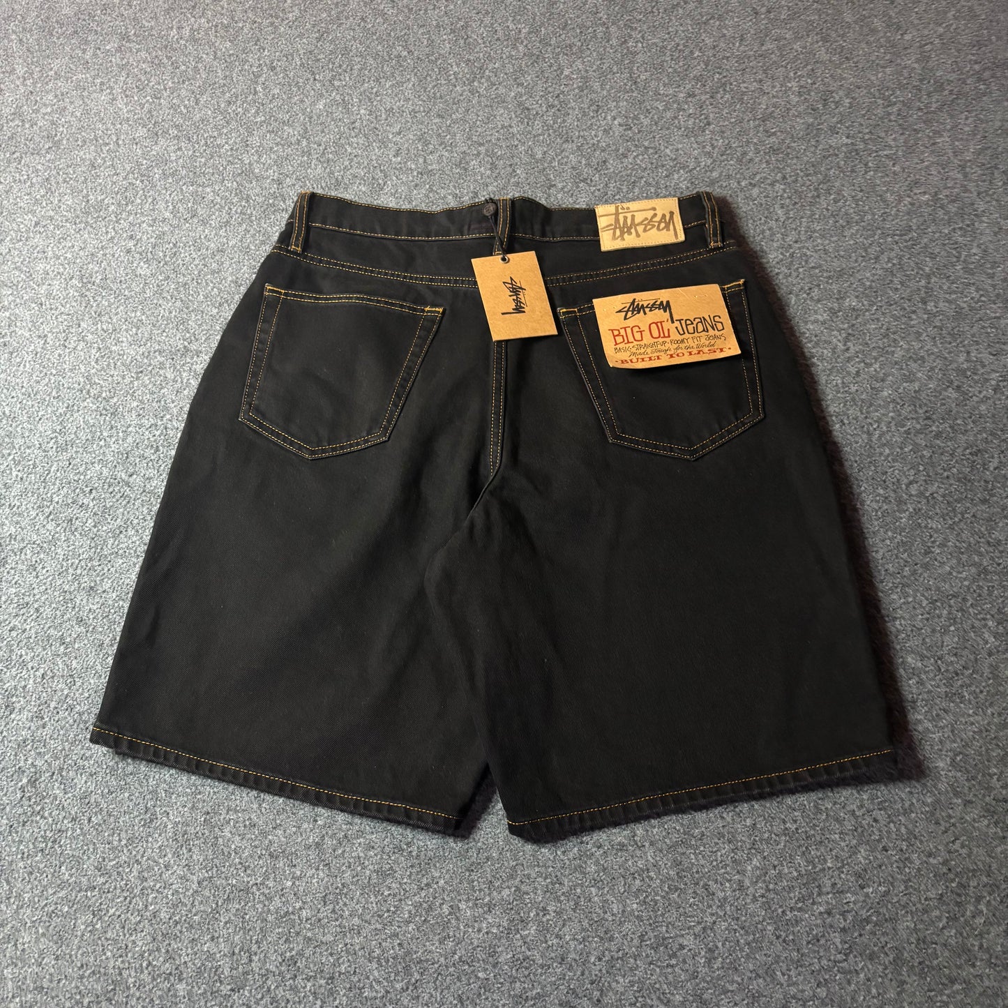 Stussy big ol shorts denim washed black
