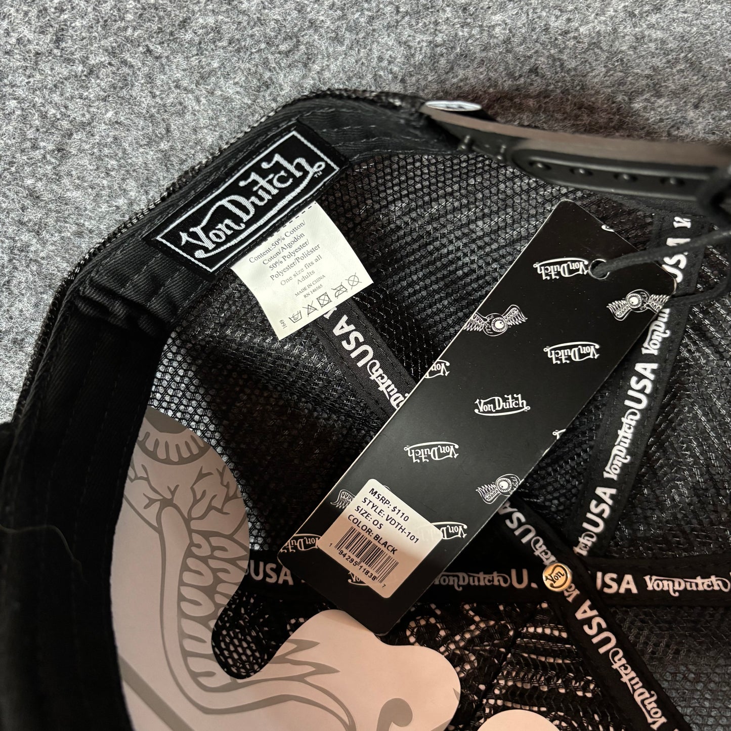 Von Dutch embroidery logo black and white