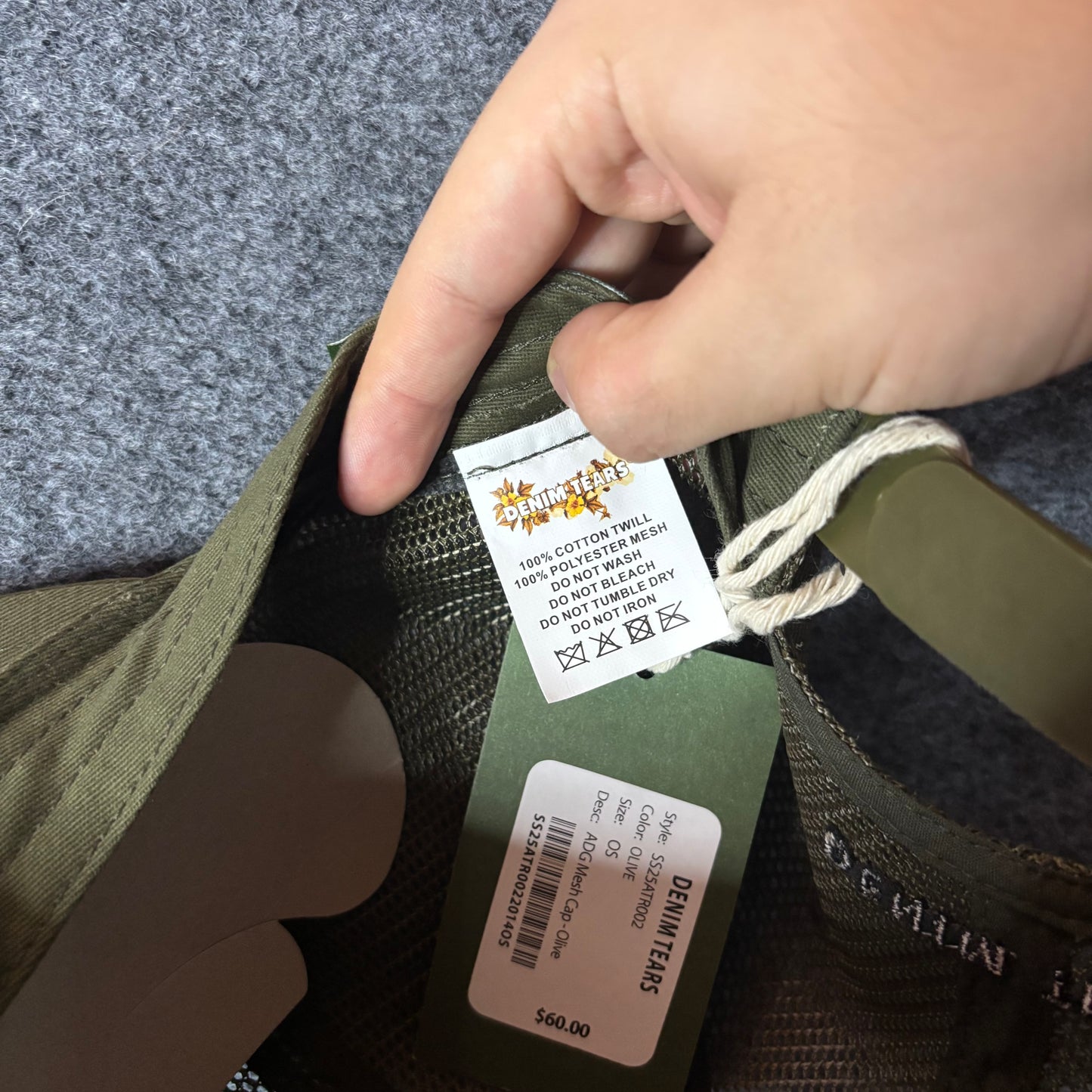 Denim tears ADG mesh cap olive
