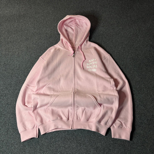 Anti Social Social Club pink zip up hoodie