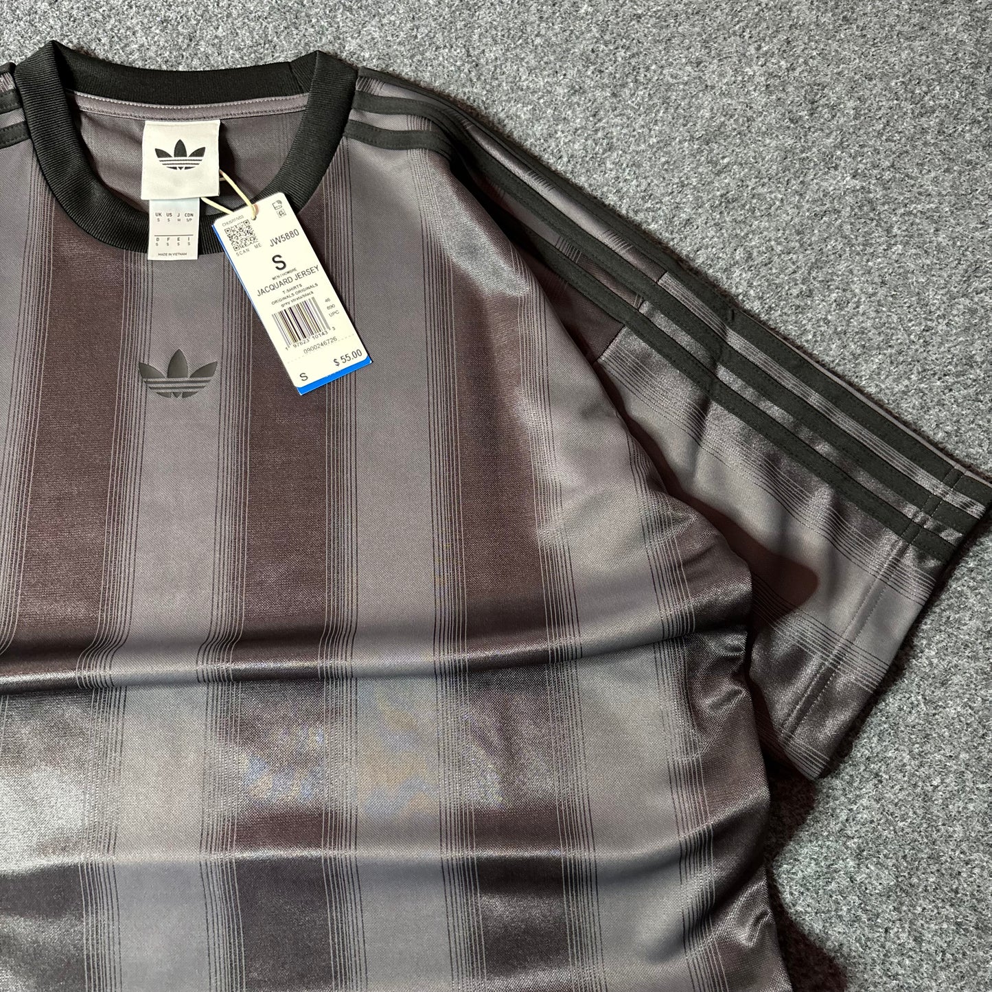 Adidas jacquard jersey grey/black stripes oversized