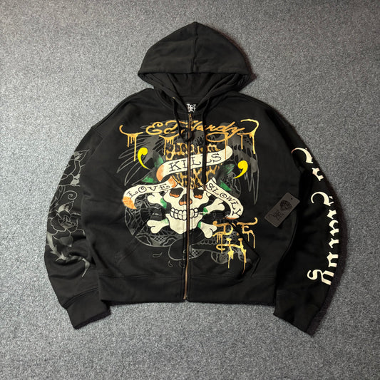Ed Hardy LKS skull boxy zip hoodie
