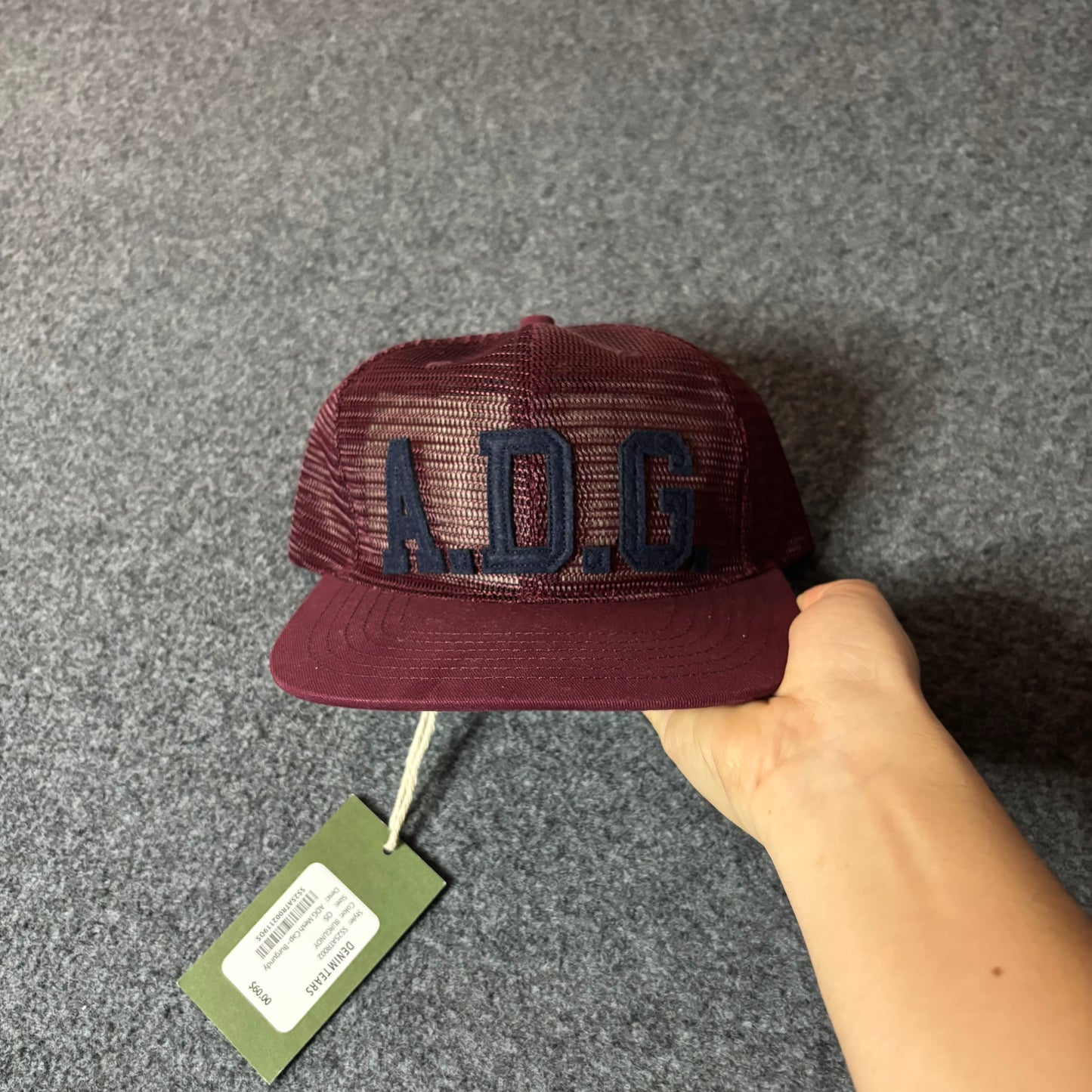 Denim Tears ADG mesh cap burgundy
