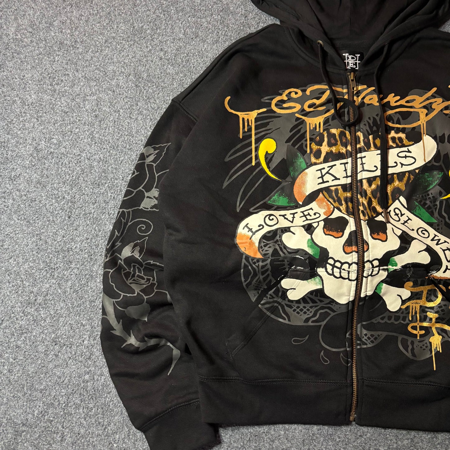 Ed Hardy LKS skull boxy zip hoodie