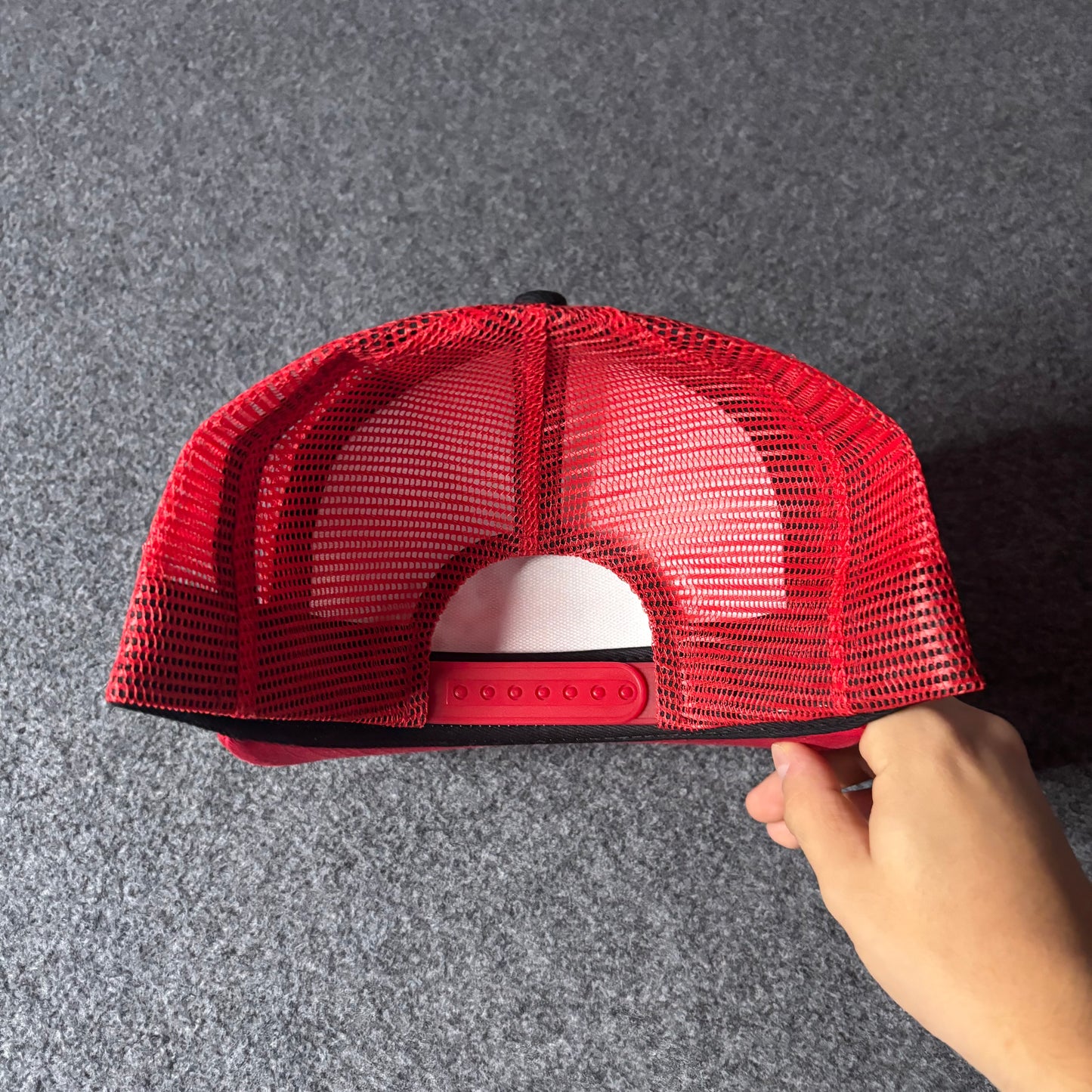 Asap Rocky AWGE rhinestone red trucker hat