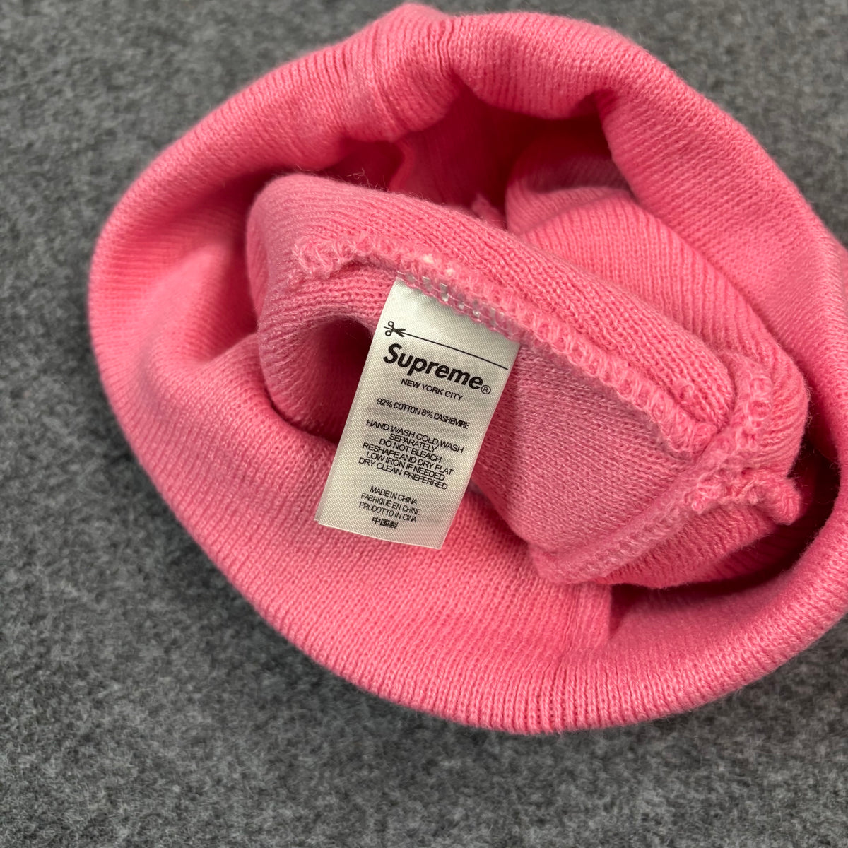 Supreme big logo pink beanie