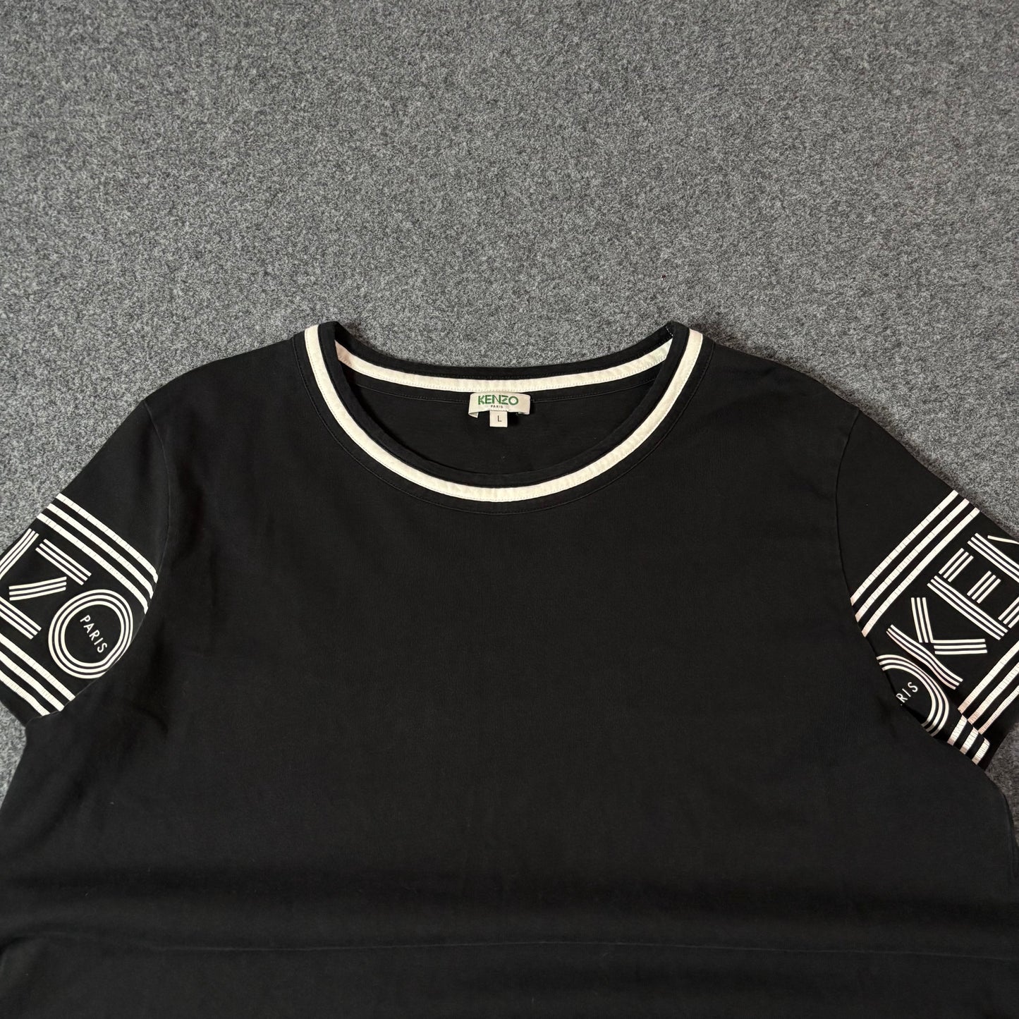 Kenzo Paris sleeve print black tee
