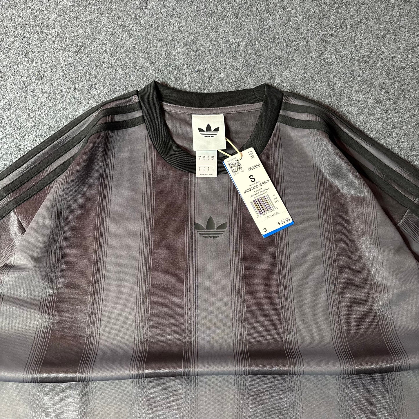 Adidas jacquard jersey grey/black stripes oversized