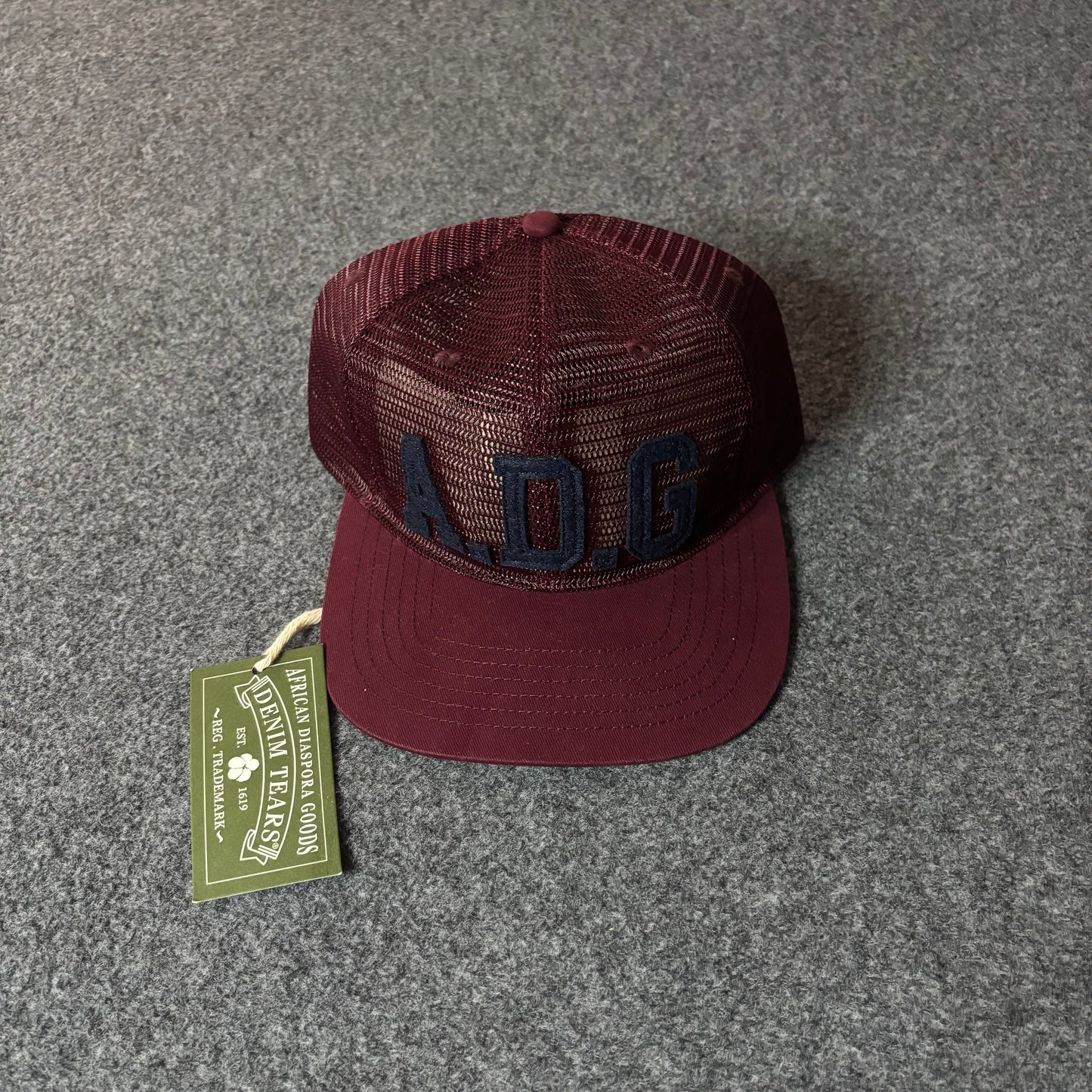 Denim Tears ADG mesh cap burgundy