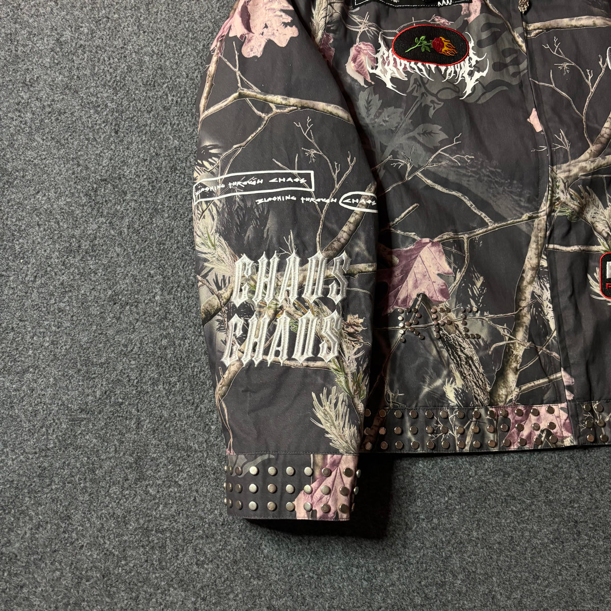 Civil Regime Studded Bankai Camouflage Bomber Jacket