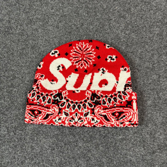 Supreme bandana big logo red beanie