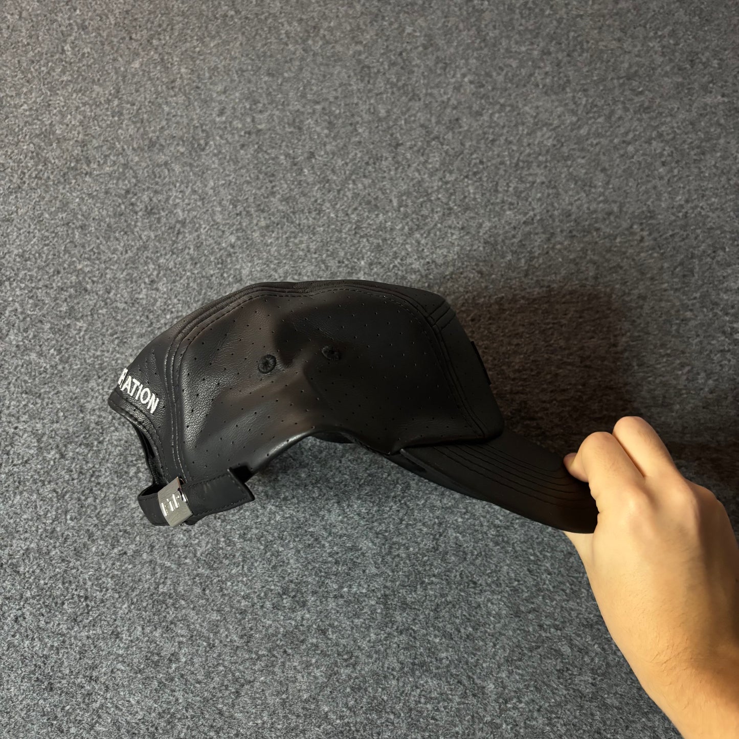 Fuck The Population perforated leather hat