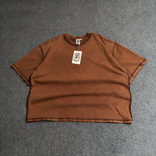 Saint Vanity boxy reversed stitch tee brown