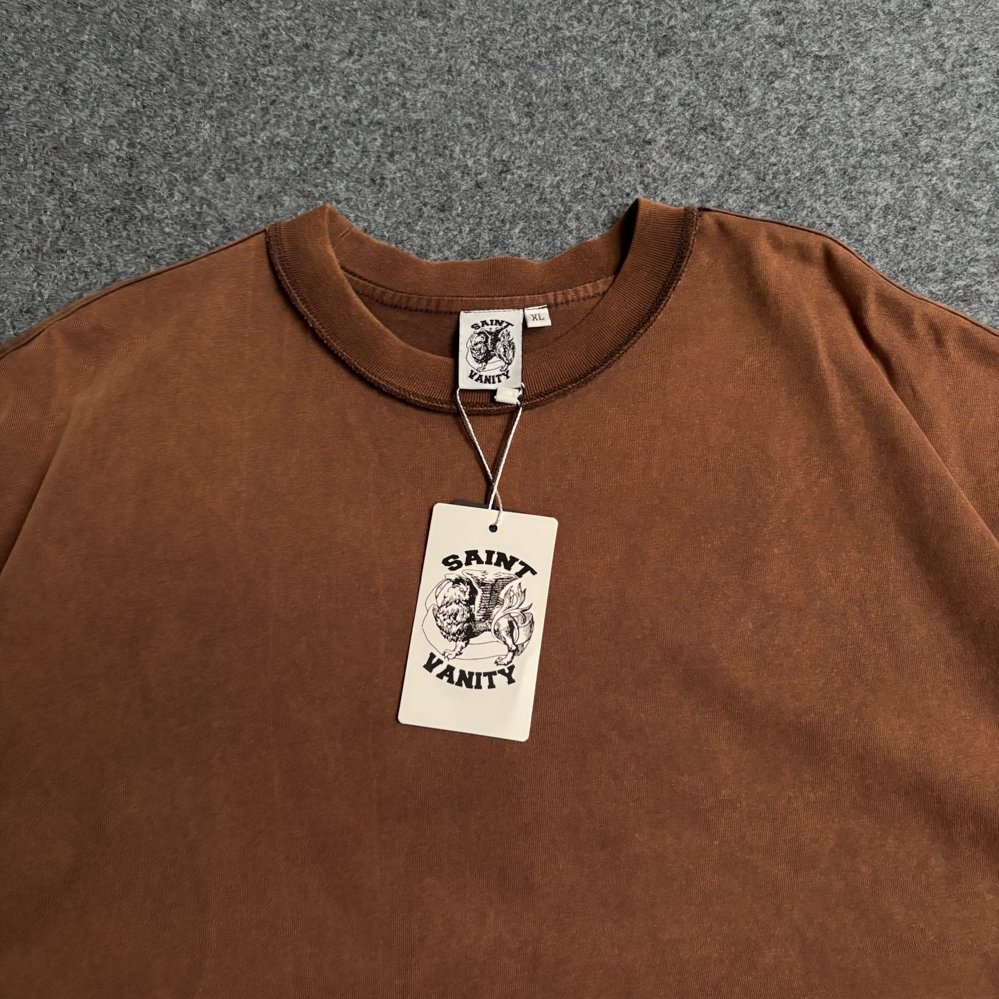 Saint Vanity boxy reversed stitch tee brown