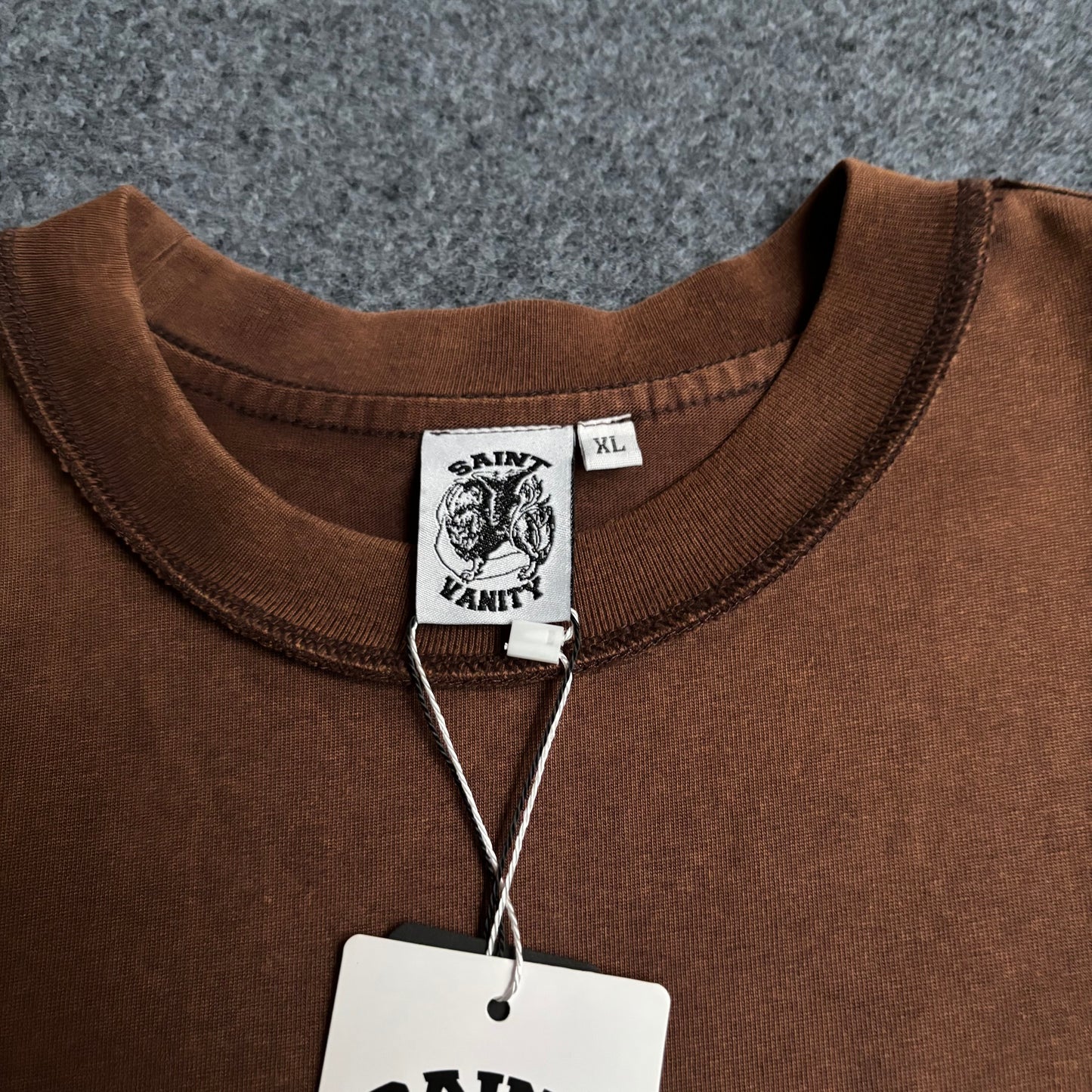 Saint Vanity boxy reversed stitch tee brown
