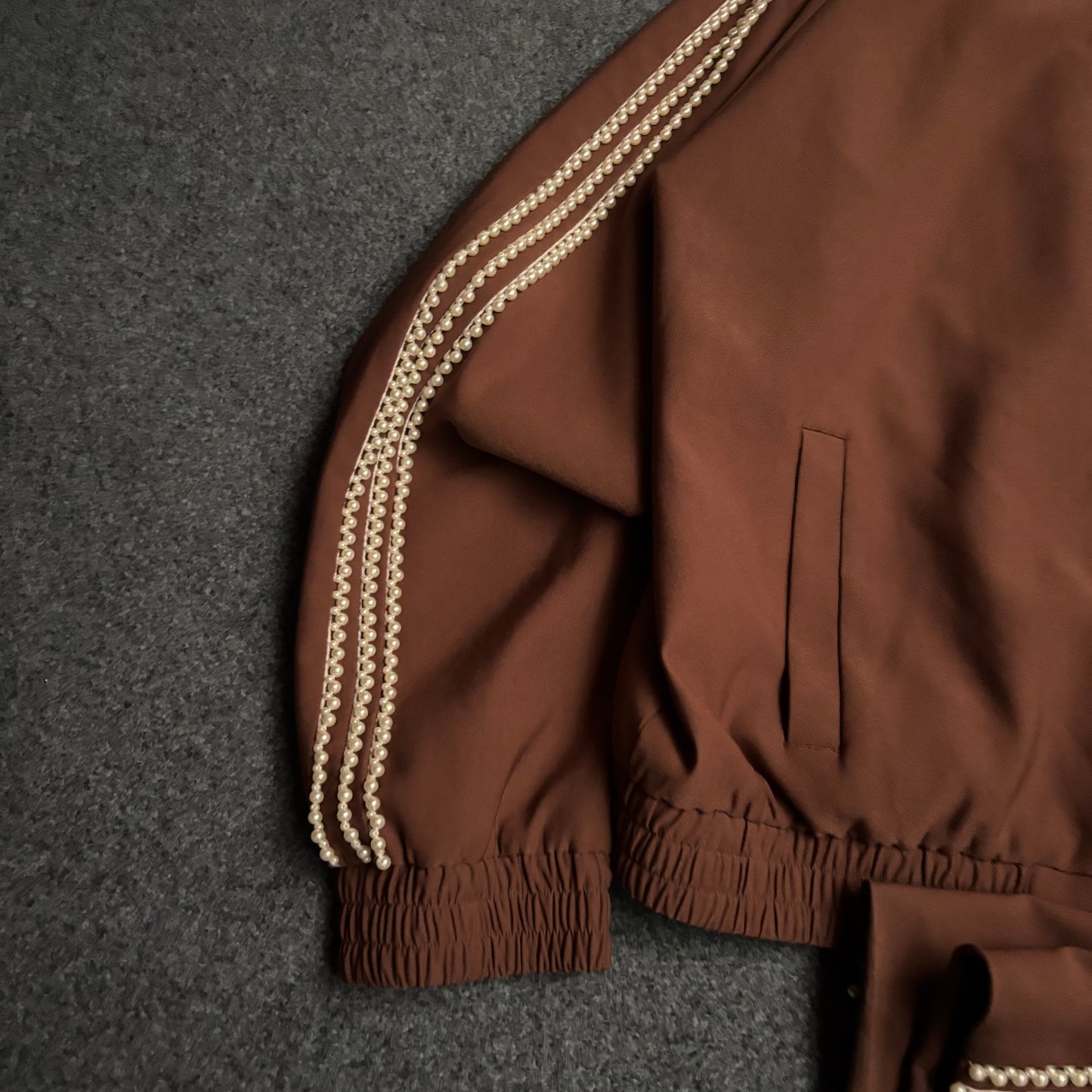 Homme Femme pearls stripes brown tracksuit baggy