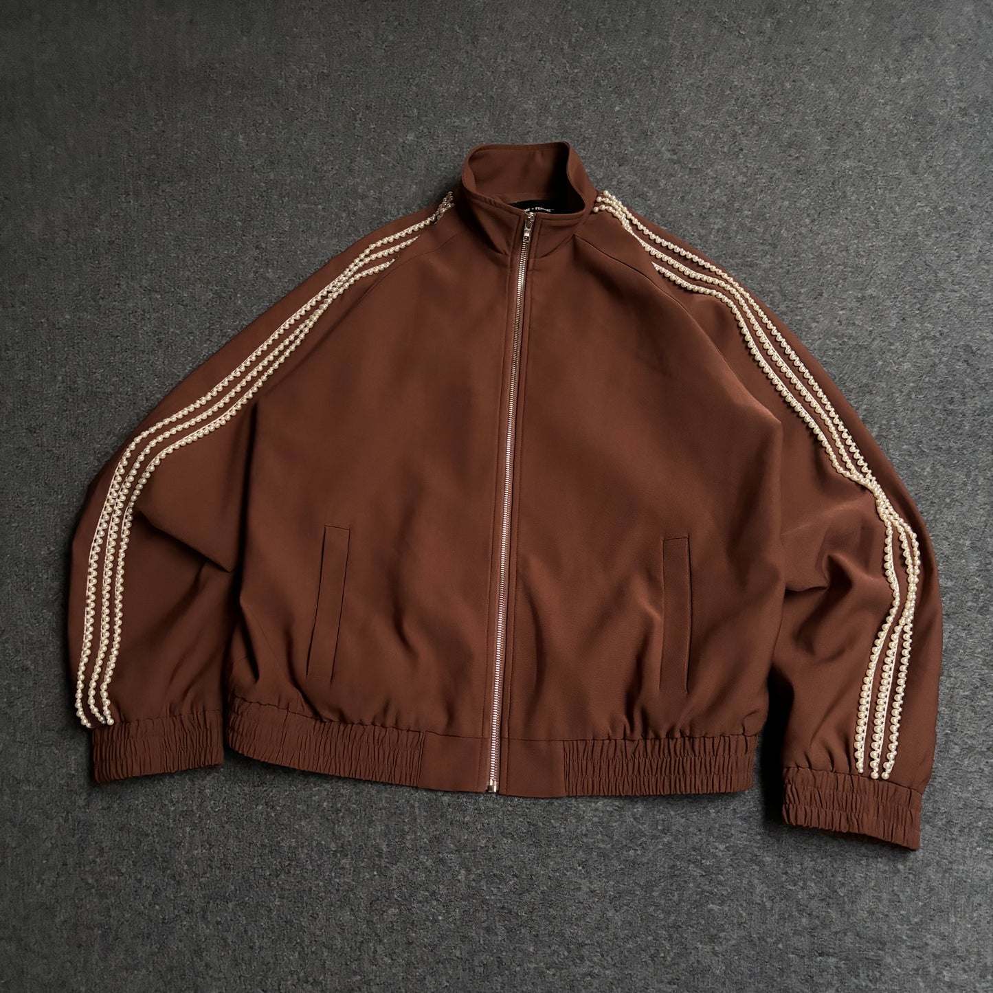Homme Femme pearls stripes brown tracksuit baggy