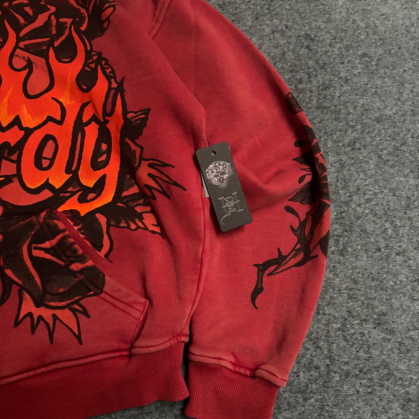 Ed Hardy skull mineral red zip up hoodie