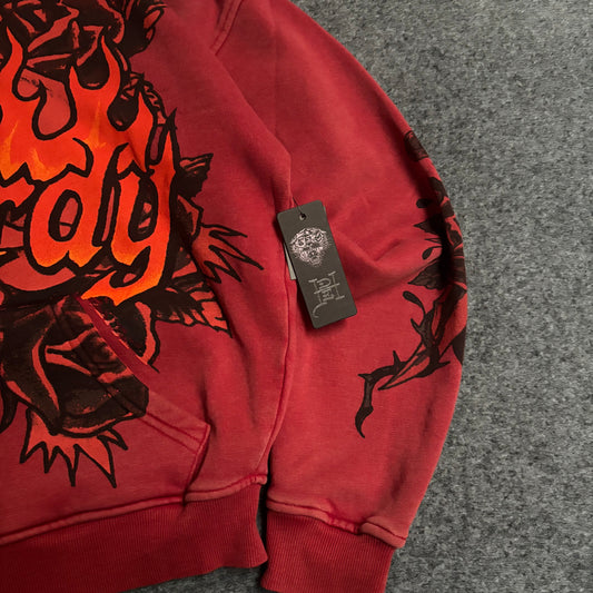 Ed Hardy skull mineral red zip up hoodie