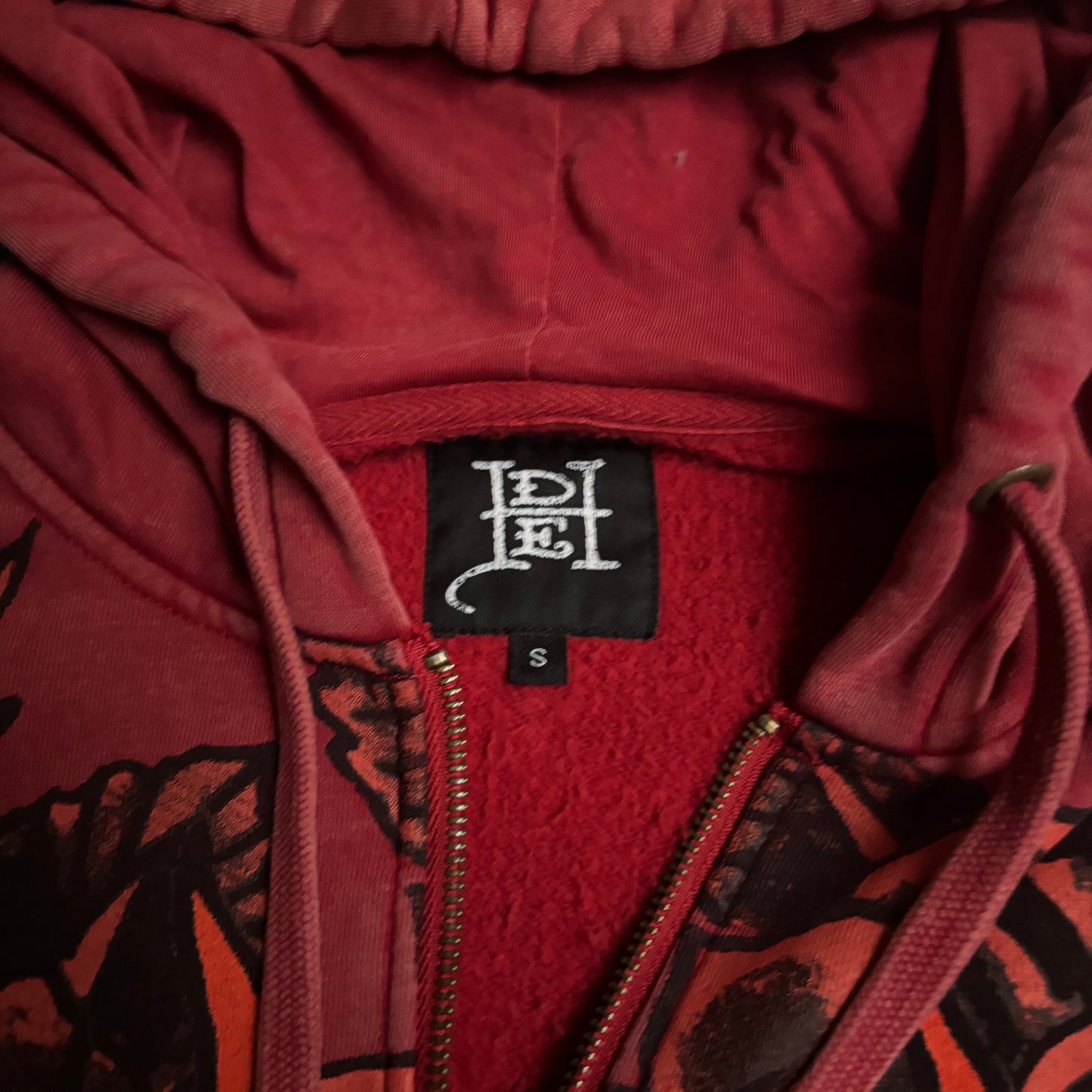 Ed Hardy skull mineral red zip up hoodie