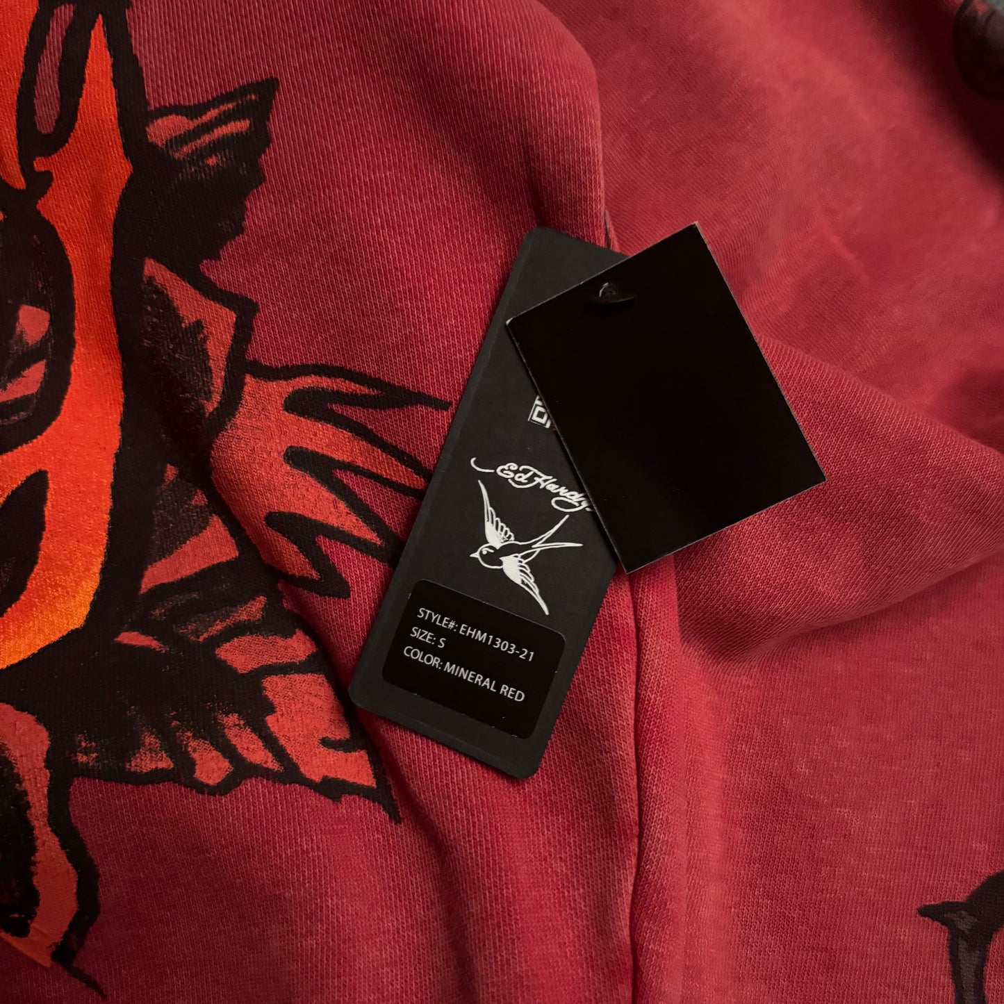 Ed Hardy skull mineral red zip up hoodie