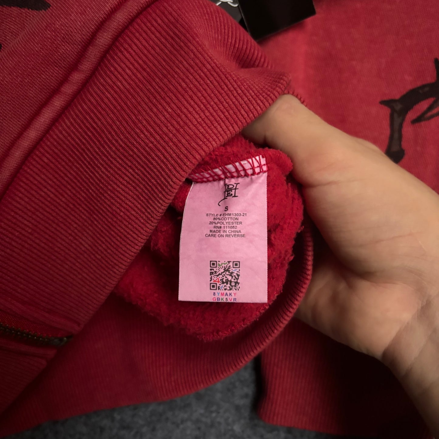 Ed Hardy skull mineral red zip up hoodie