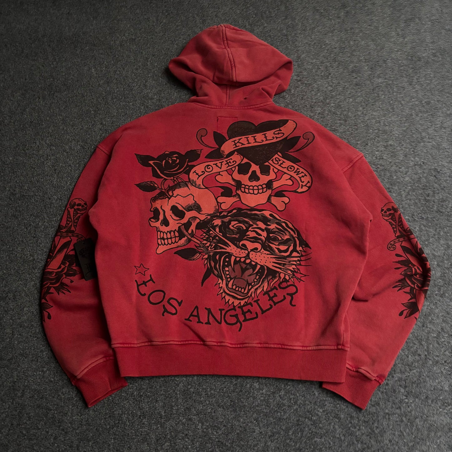 Ed Hardy skull mineral red zip up hoodie