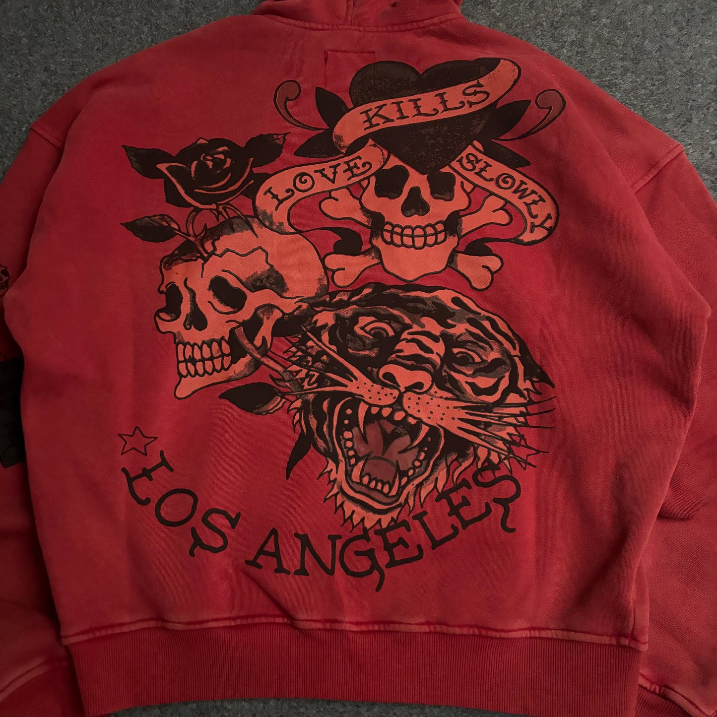 Ed Hardy skull mineral red zip up hoodie