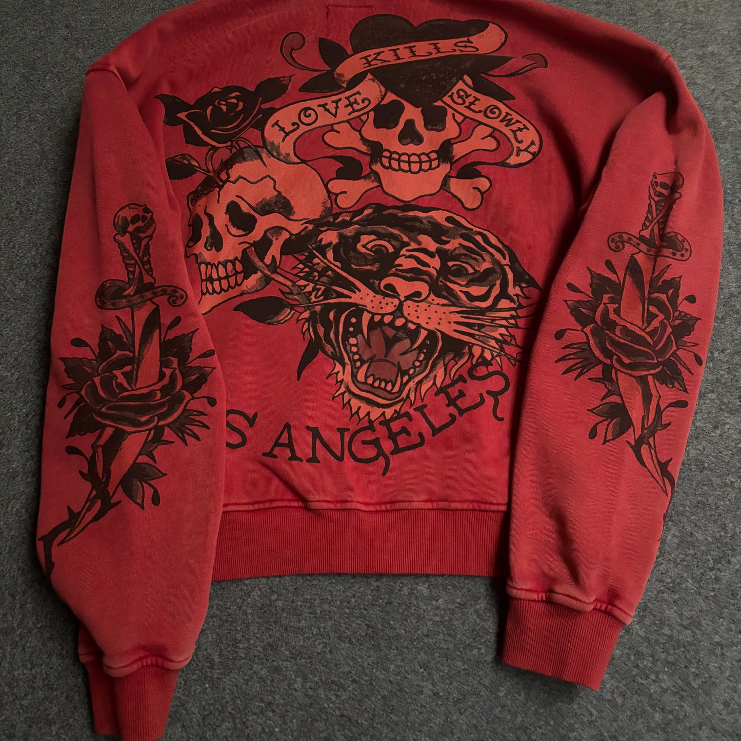 Ed Hardy skull mineral red zip up hoodie