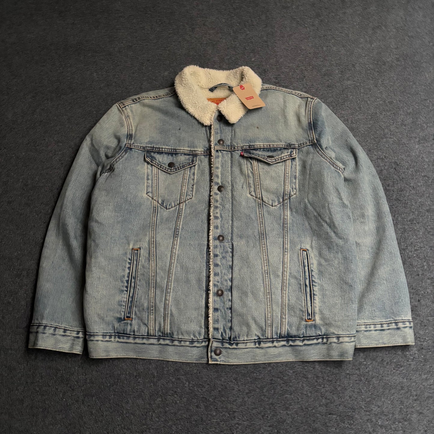 Levis fur denim jacket light blue