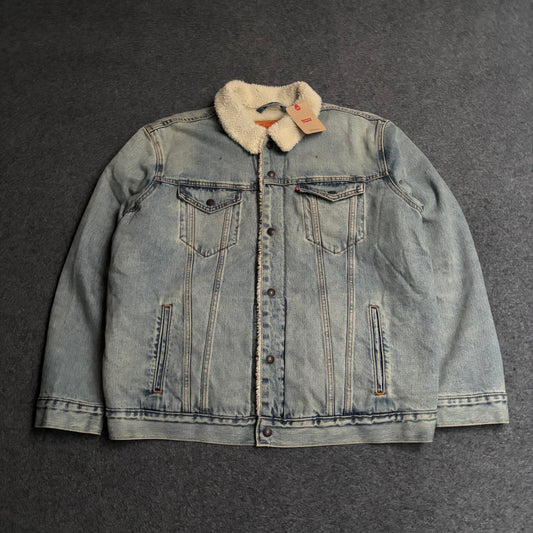 Levis fur denim jacket light blue