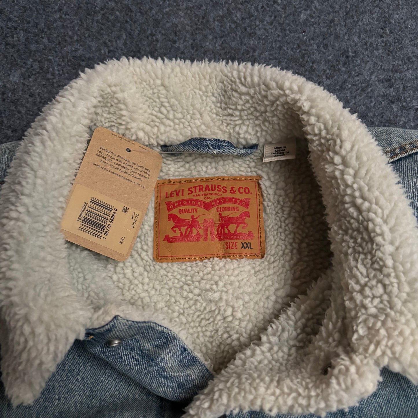 Levis fur denim jacket light blue