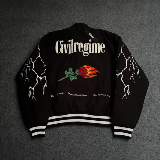 Civil Regime lightning sleeves varsity jacket