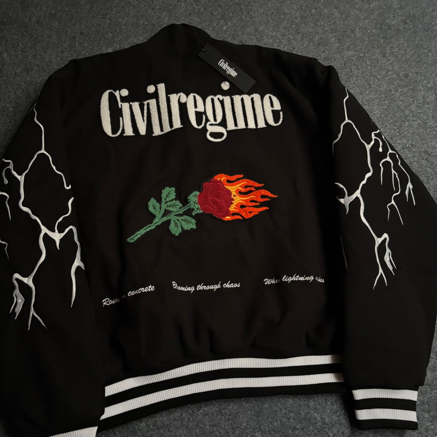 Civil Regime lightning sleeves varsity jacket