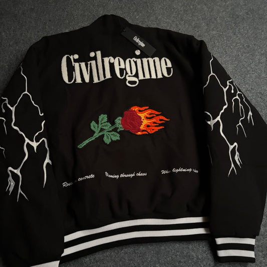 Civil Regime lightning sleeves varsity jacket