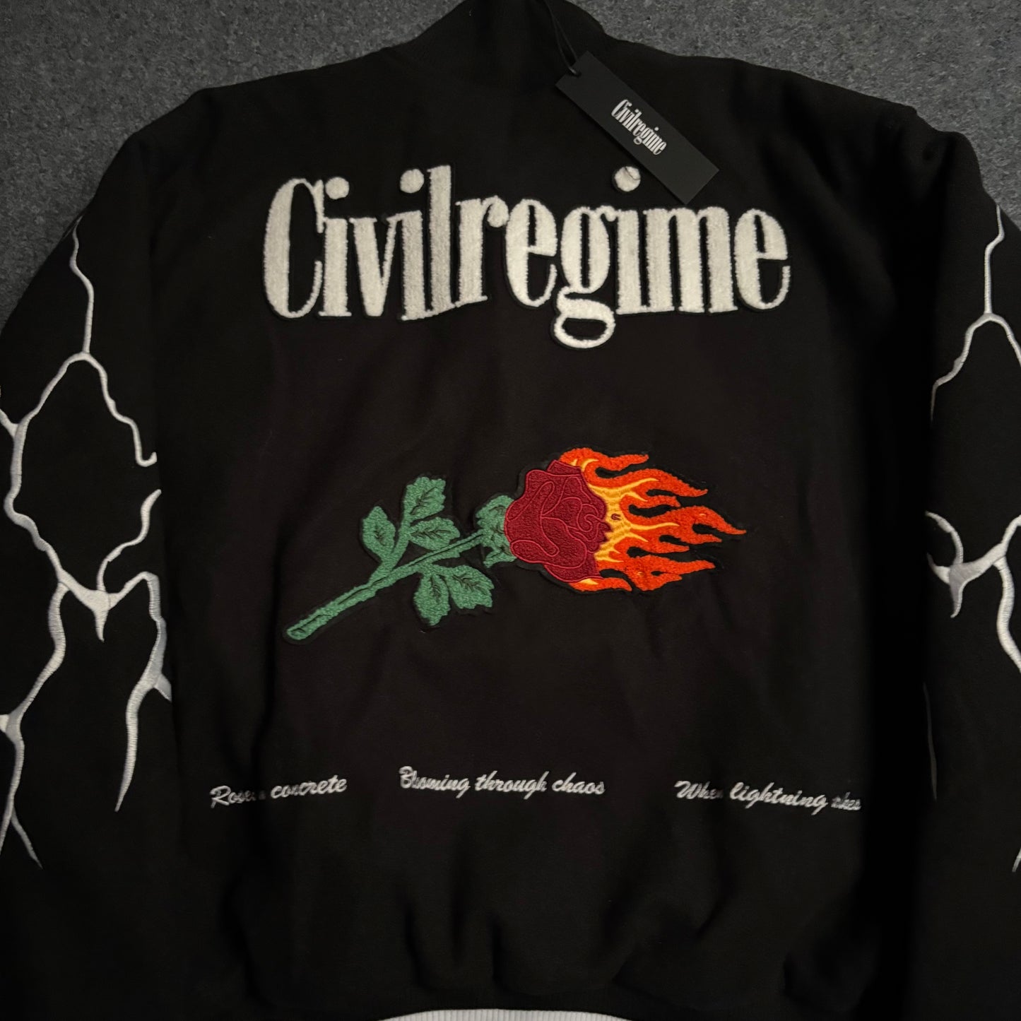 Civil Regime lightning sleeves varsity jacket