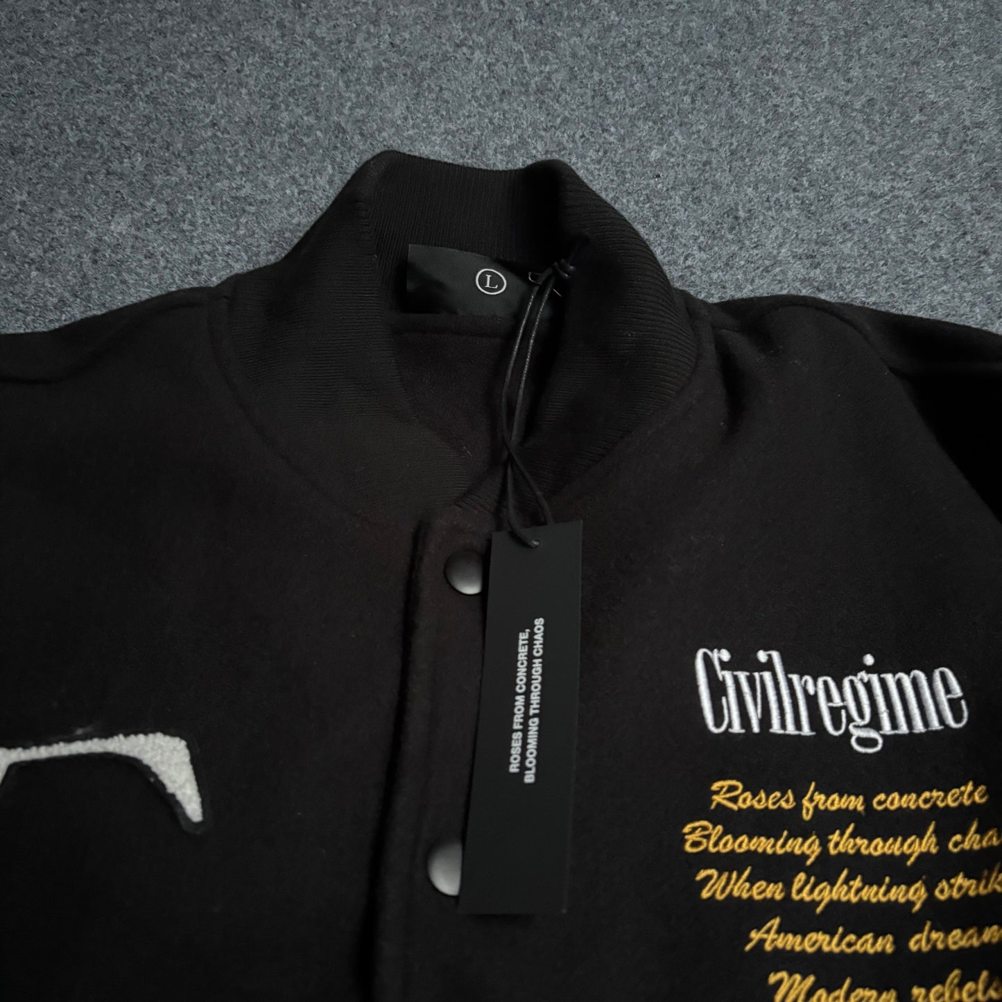 Civil Regime lightning sleeves varsity jacket