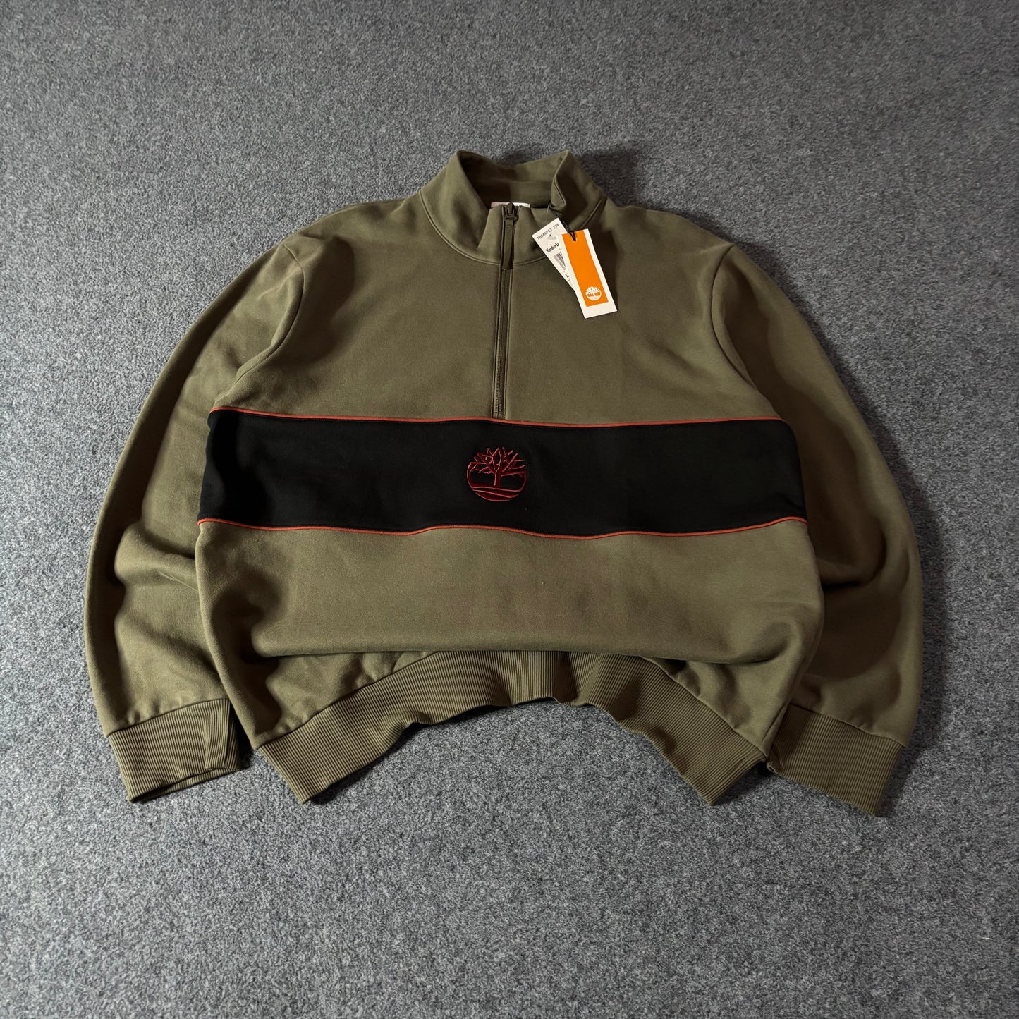 Timberland green logo quarter zip