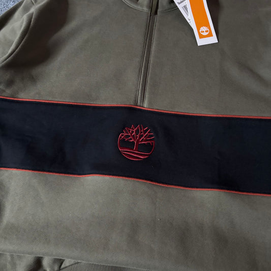 Timberland green logo quarter zip