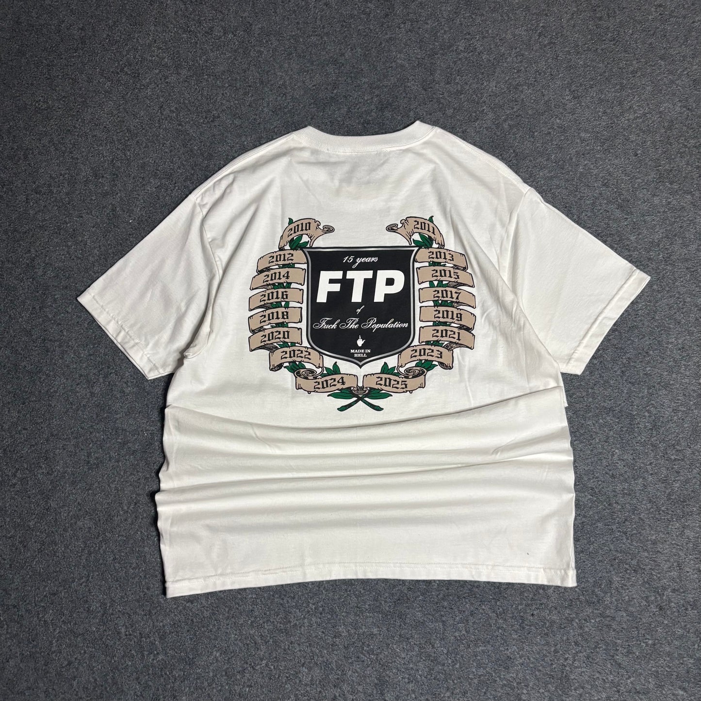 Fuck The Population 15th anniversary white tee
