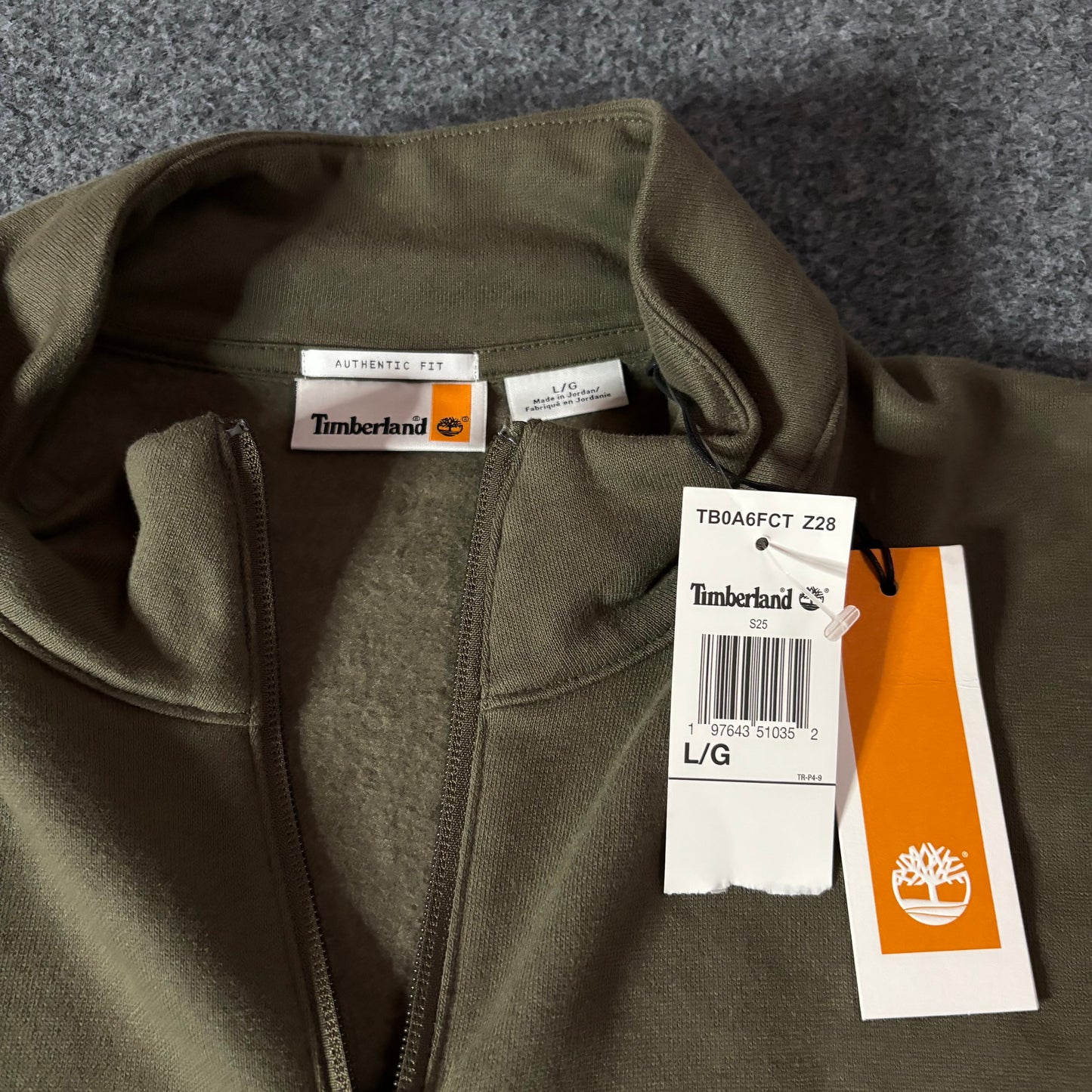 Timberland green logo quarter zip