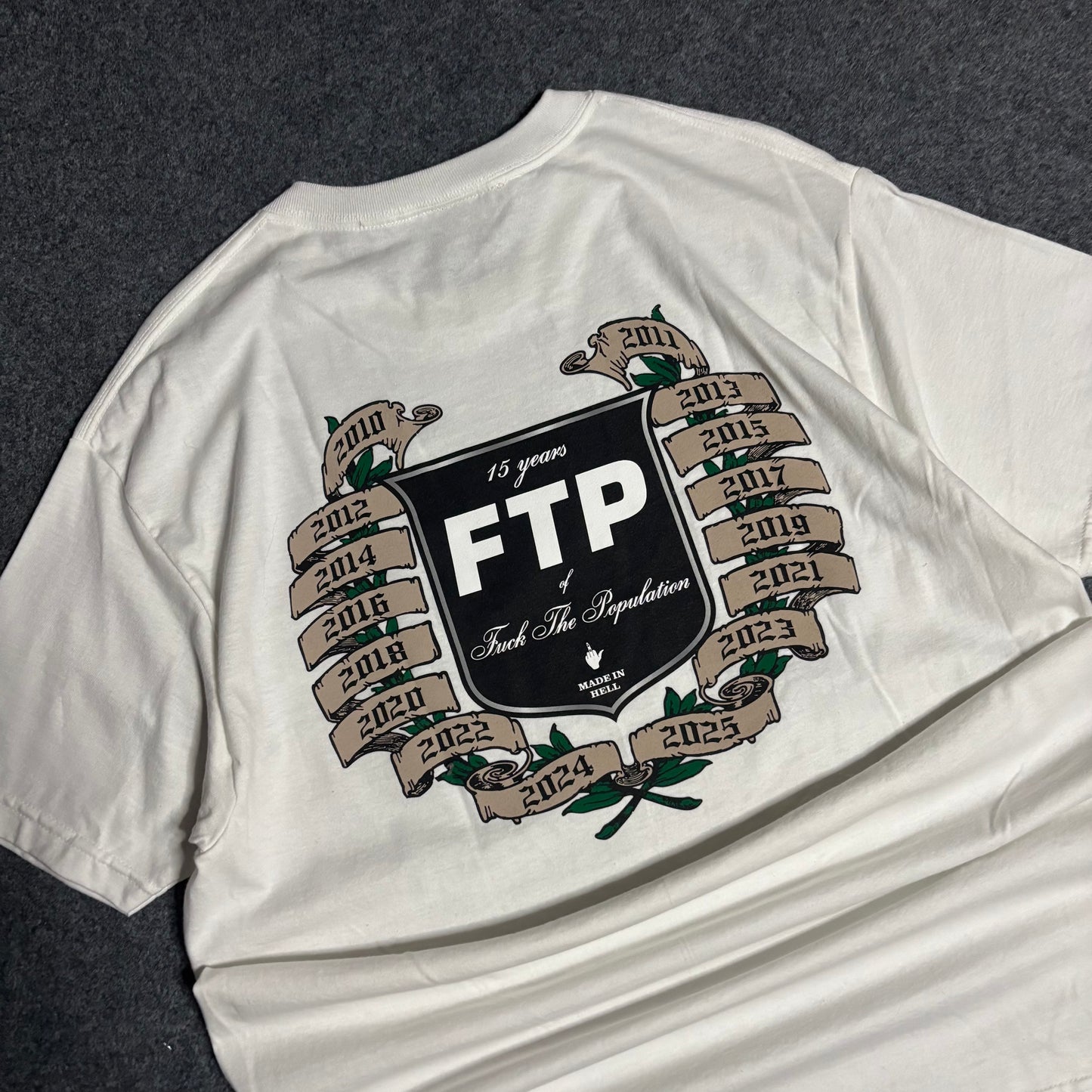 Fuck The Population 15th anniversary white tee